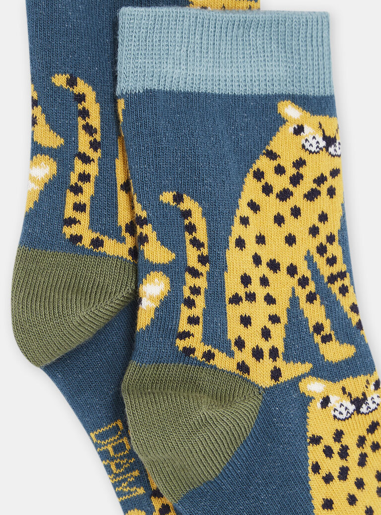 Chaussettes turquoise à imprimé léopard garçon