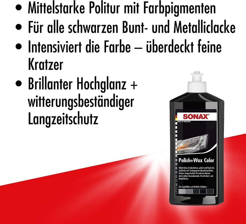 Sonax - Polish & Wax - Onderhoudsmiddel - Zwart - 500ml