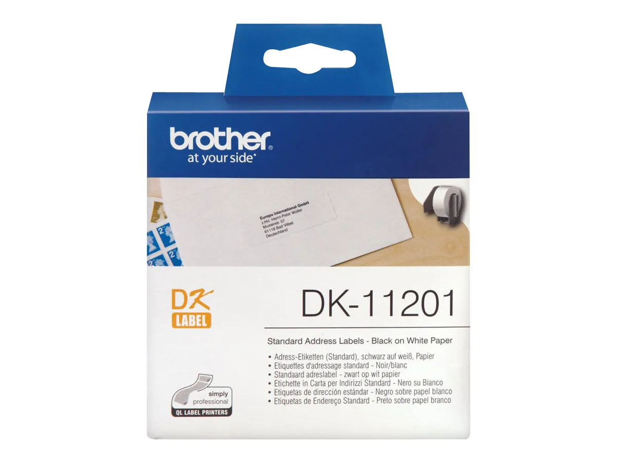 Brother DK-11201 label sort på hvid 29x90 mm - med 400 adresseetiketter