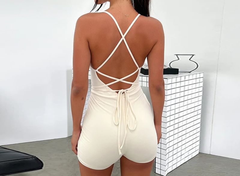 Femme Cradle - Spaghettibandjes Romper met Uitsnijding