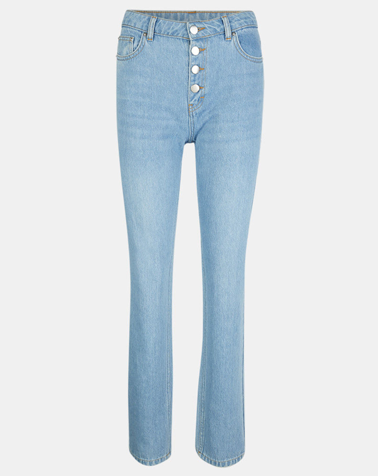 Galeries Lafayette Jean en Coton Bio Capri boutons bleu clair