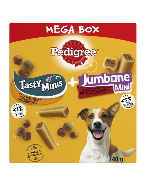 Pedigree Megabox Tasty Bites + Jumbone - Hondensnacks - Rund Gevogelte 740 g