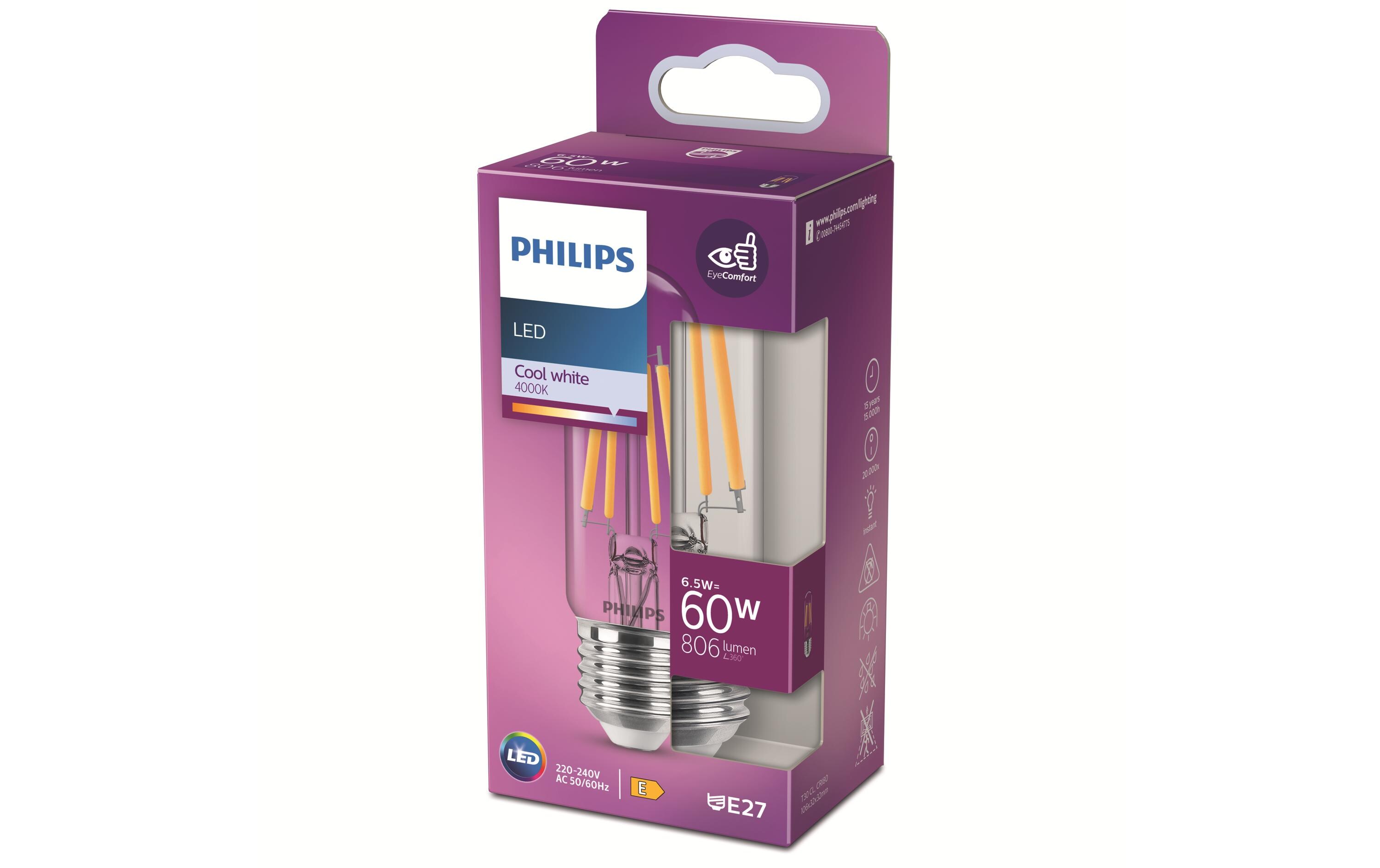 LED T30 Stablampe, E27, Klar, Kaltweiss, 60W ErsatzNeutralweisses LED-Leuchtmittel T30 mit klarem Glas