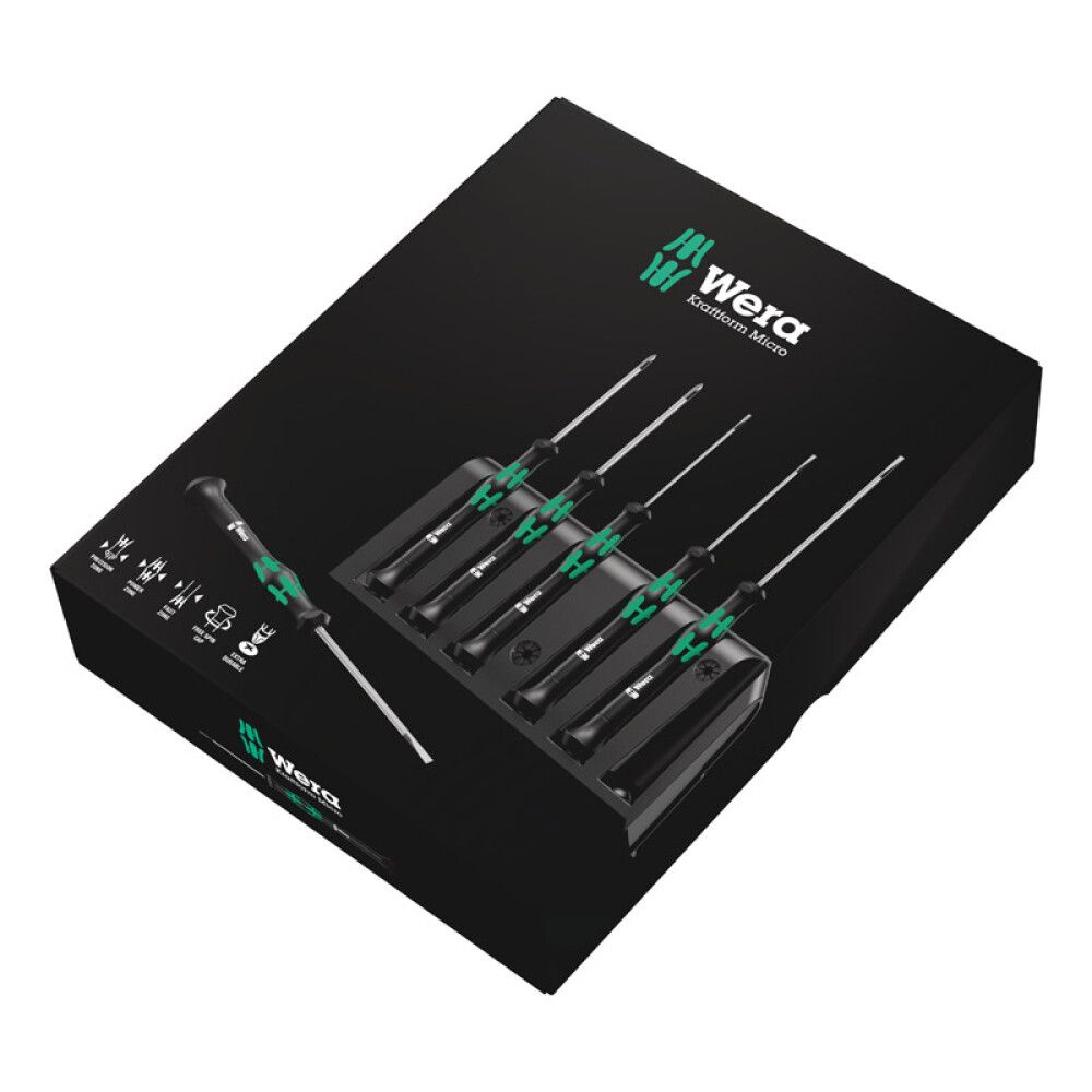 SKRUTREKKERSETT WERA KRAFTFORM MICRO 6 DELER
