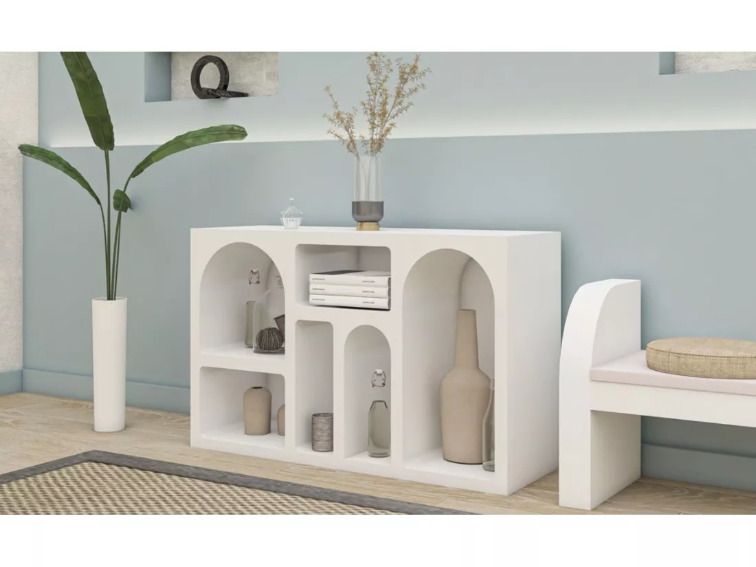 Console style contemporain Antares L120xH74cm Blanc