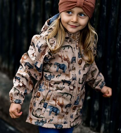 Mikk-Line Softshelljacke m. Fleece - Recycelt - Nougat m. Tiere