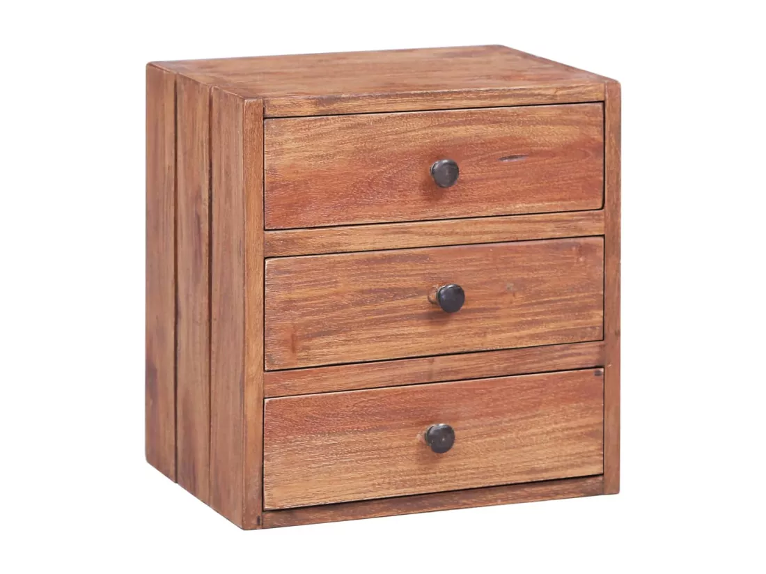 Table de chevet avec 3 tiroirs 35x25x35 cm Bois de récupération