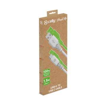 Celly Planet USB-A > USB-C kabel wit 1,5 meter