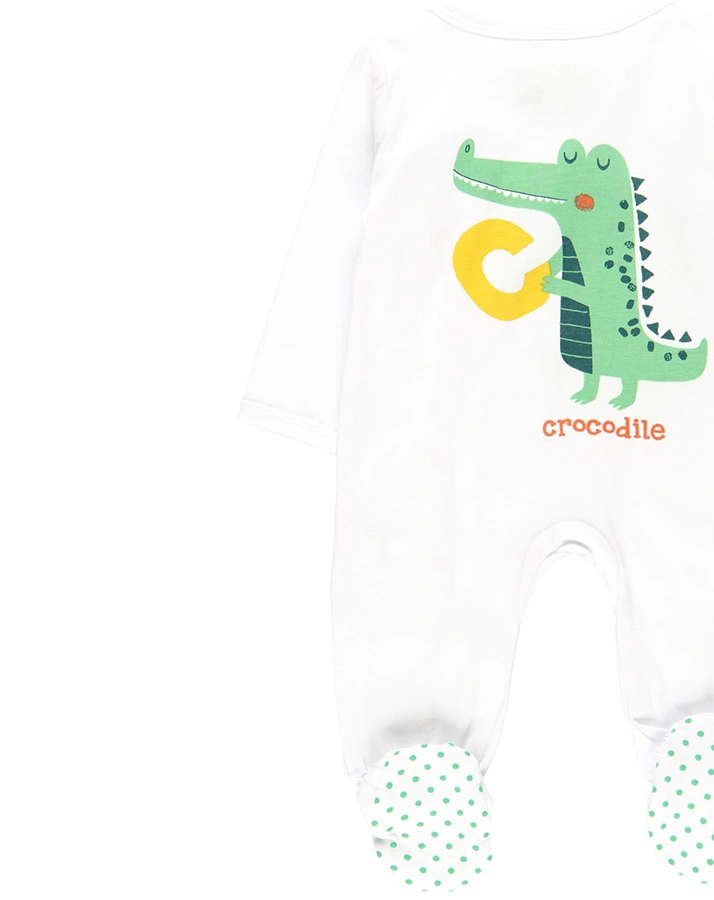 Strampler CROCO mit Fuß in weiß