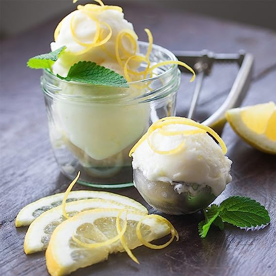 (Ø5cm) Edelstahl Glacé Portionierer Eiscreme Kugel Löffel Küchen Hilfsmittel Melonen Ausstecher mit Auslöser - Silber
