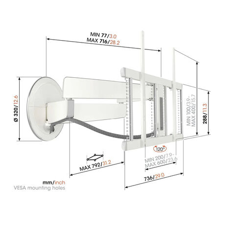 Vogel’s TVM 7655 – draaibare muurbeugel voor TV’s van 40-77” Wit