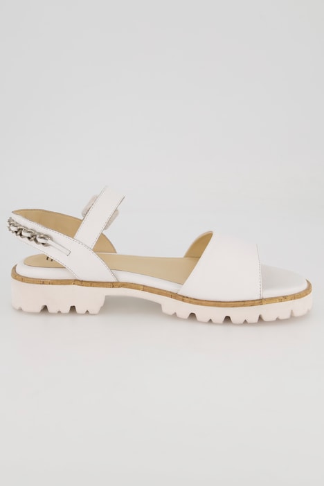 Leder-Sandaletten, Zierkette, Weite H