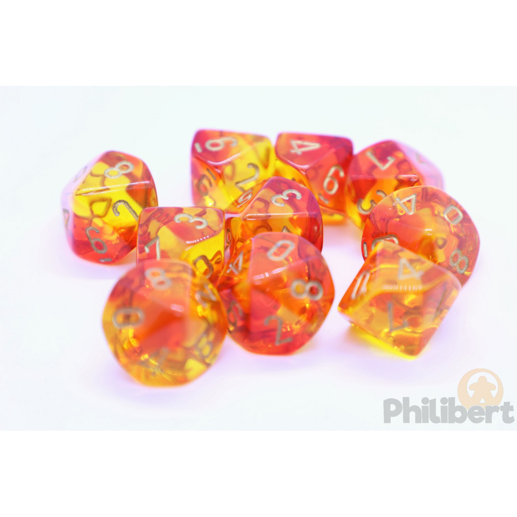 Set de 10 Dés 10 Faces Chessex : Gemini