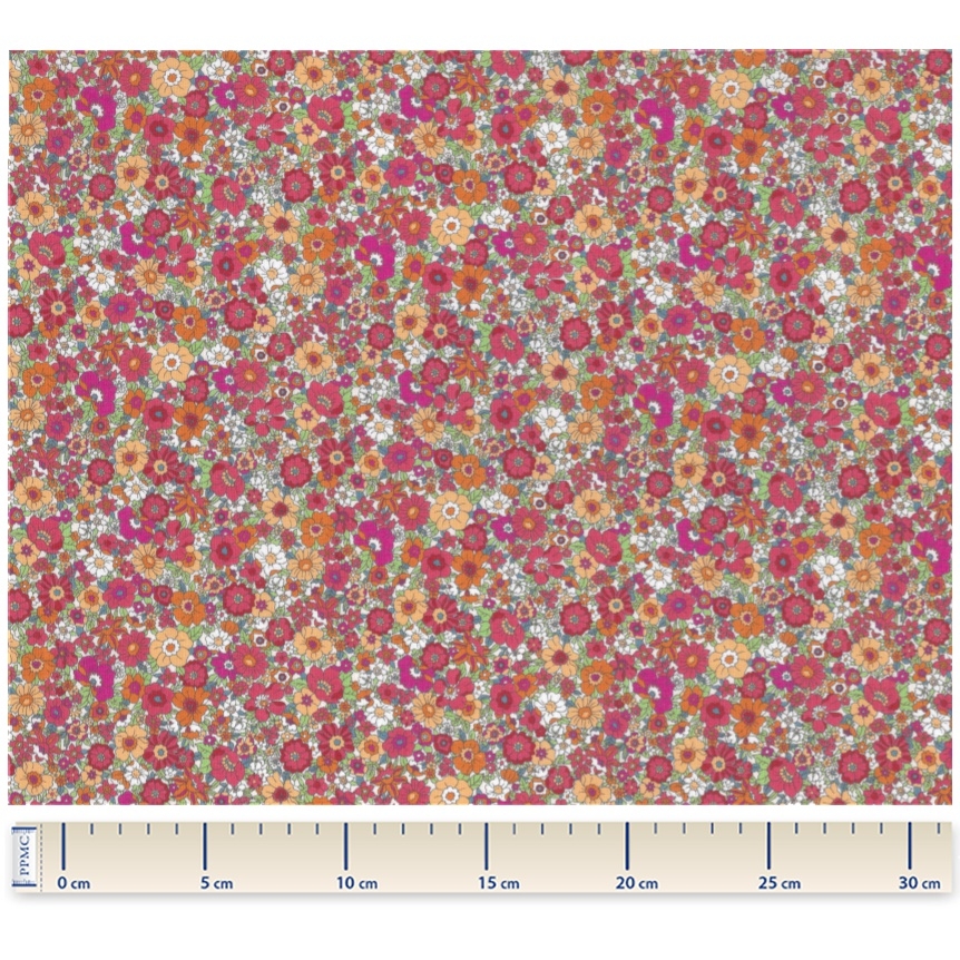 Coupon Tissu 50 Cm Ex2342 Multifleurs Rose Orange