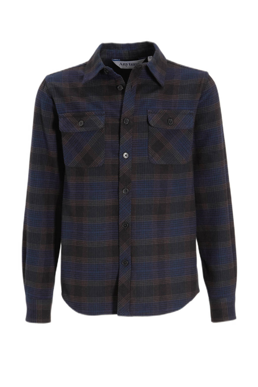 anytime geruite overhemd donkerblauw/zwart