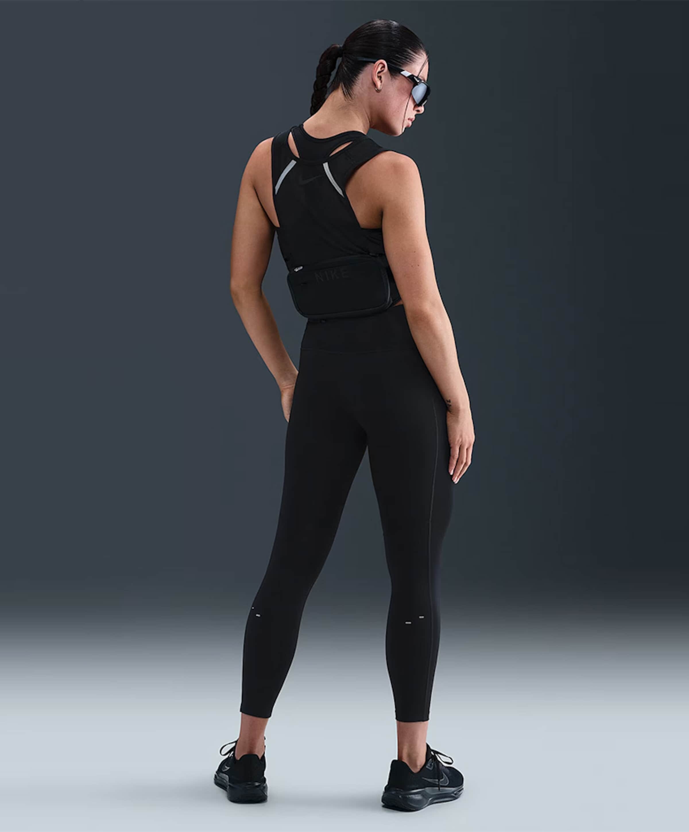 Nike Nike Tempo Swoosh Run Women's High- dames tights zwart