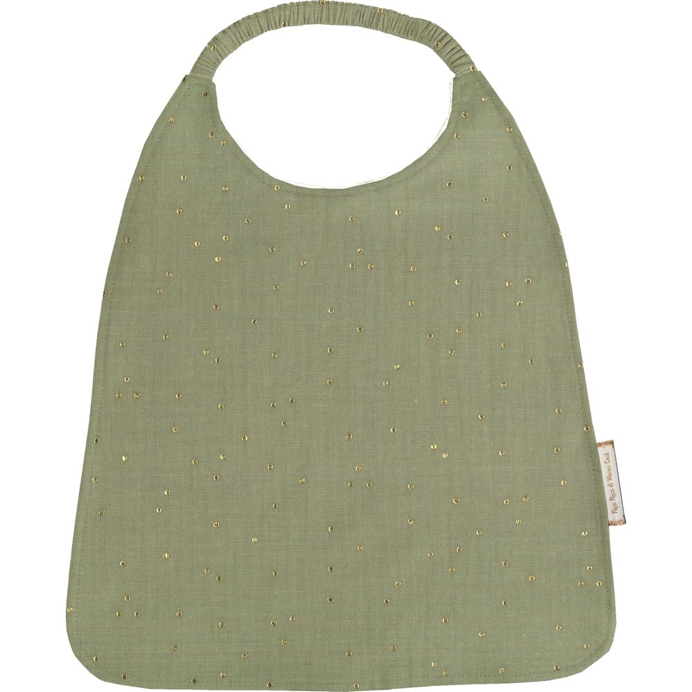 Serviette Enfant Élastique Gaze Pois Or Vert Amande