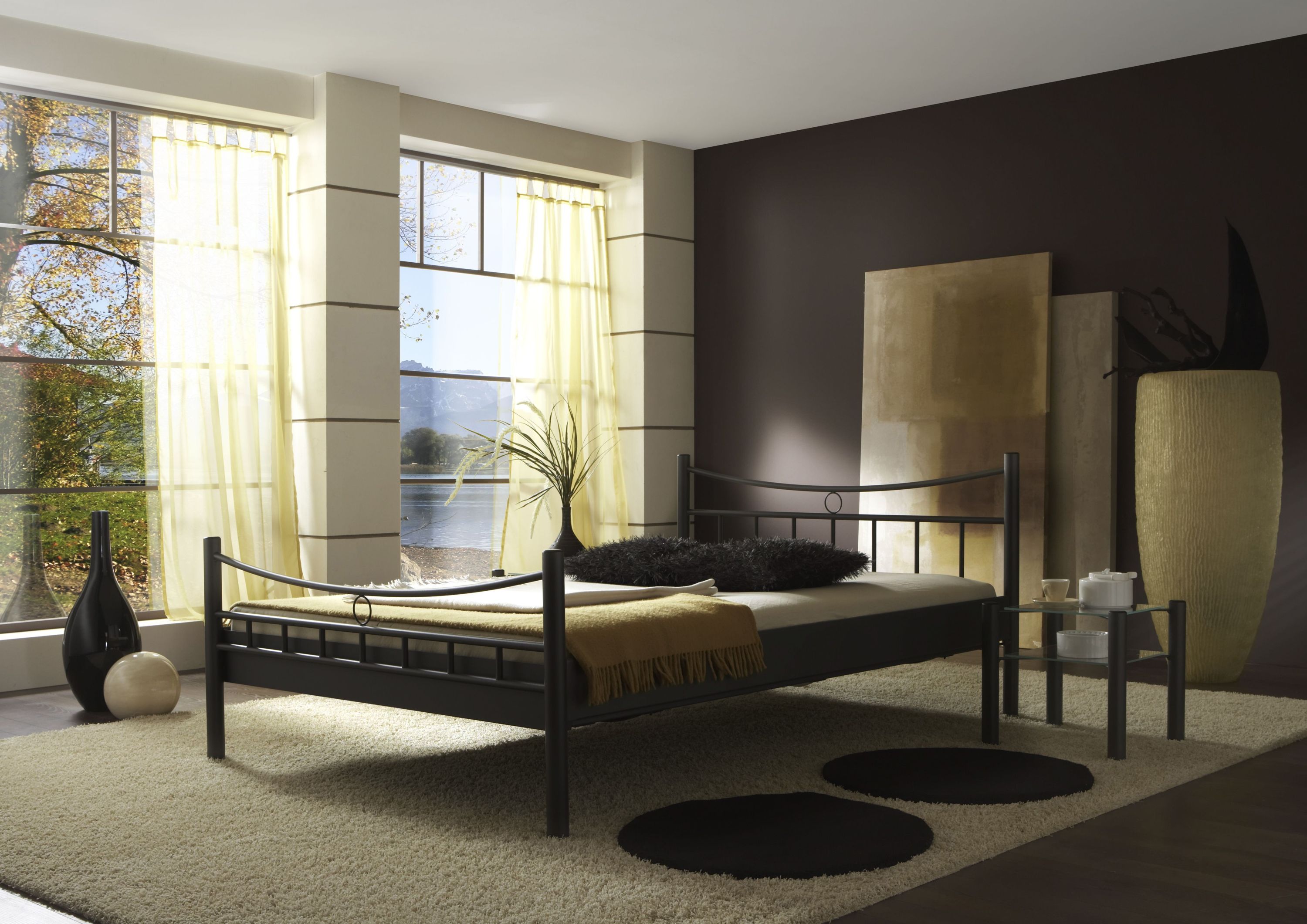 Metallbett SATURN 100 x 200 cm Metall Schwarz struktur