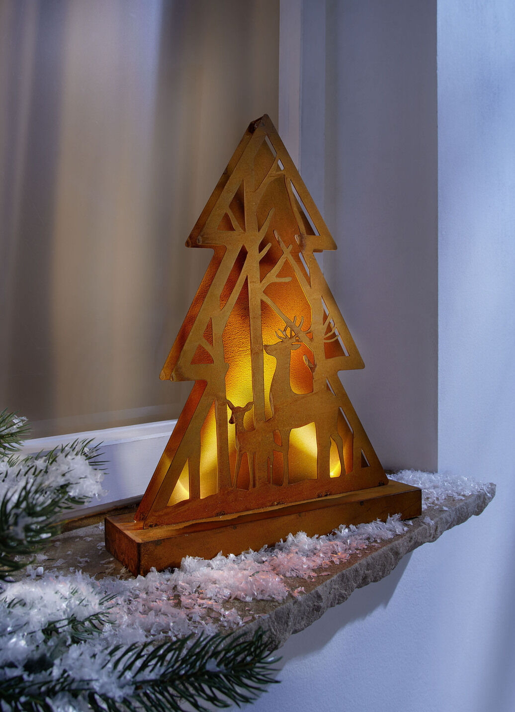Waldsilhouette mit LED Beleuchtung