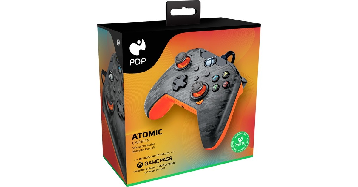 PDPWired Controller - Atomic Carbon  (Antraciet/oranje, Xbox Series X|S, Xbox One, PC)