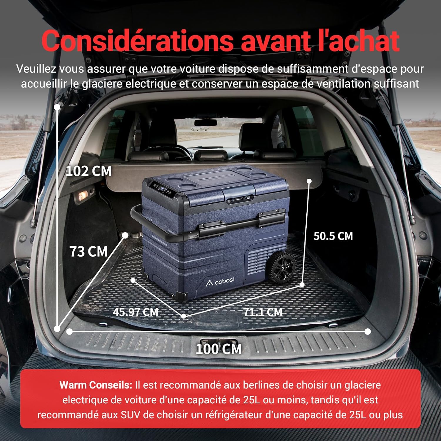 AAOBOSI 115L Glaciere Electrique Double Zone,Glaciere a Compression WiFi APP,12 V/24 V et 100-240 V Frigo Camping, -20 ℃ à 20 ℃, pour Voiture, Camion, Bateau, Camping, Car, Caravanes, Voyageant,Maison