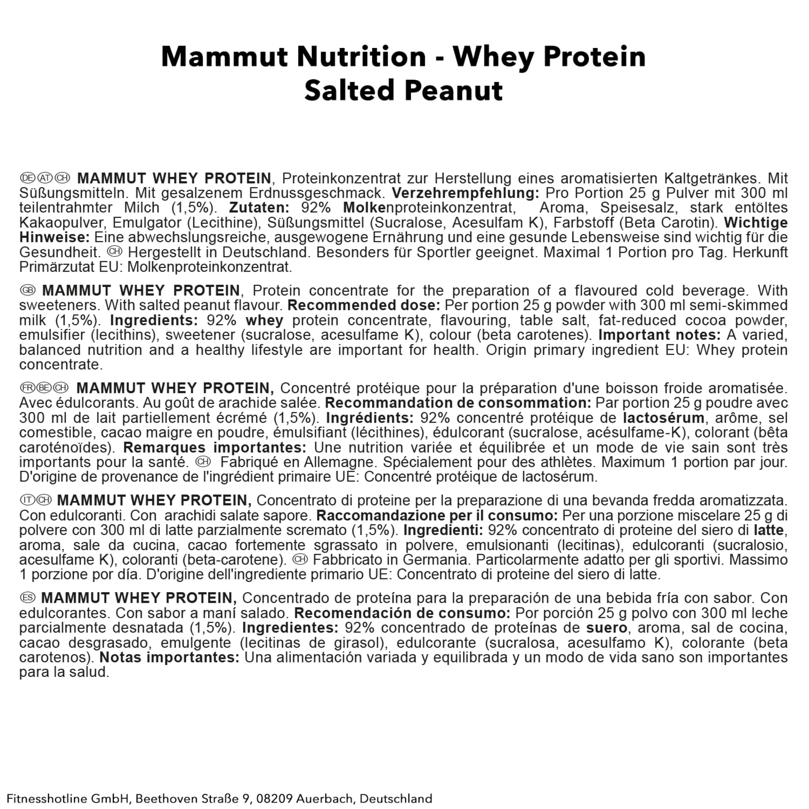 Mammut Whey Protein - 1000g - Salted Peanut