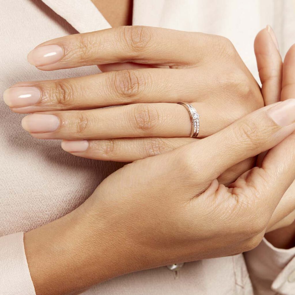 Bague Solitaire Maella Argent Blanc Oxyde De Zirconium