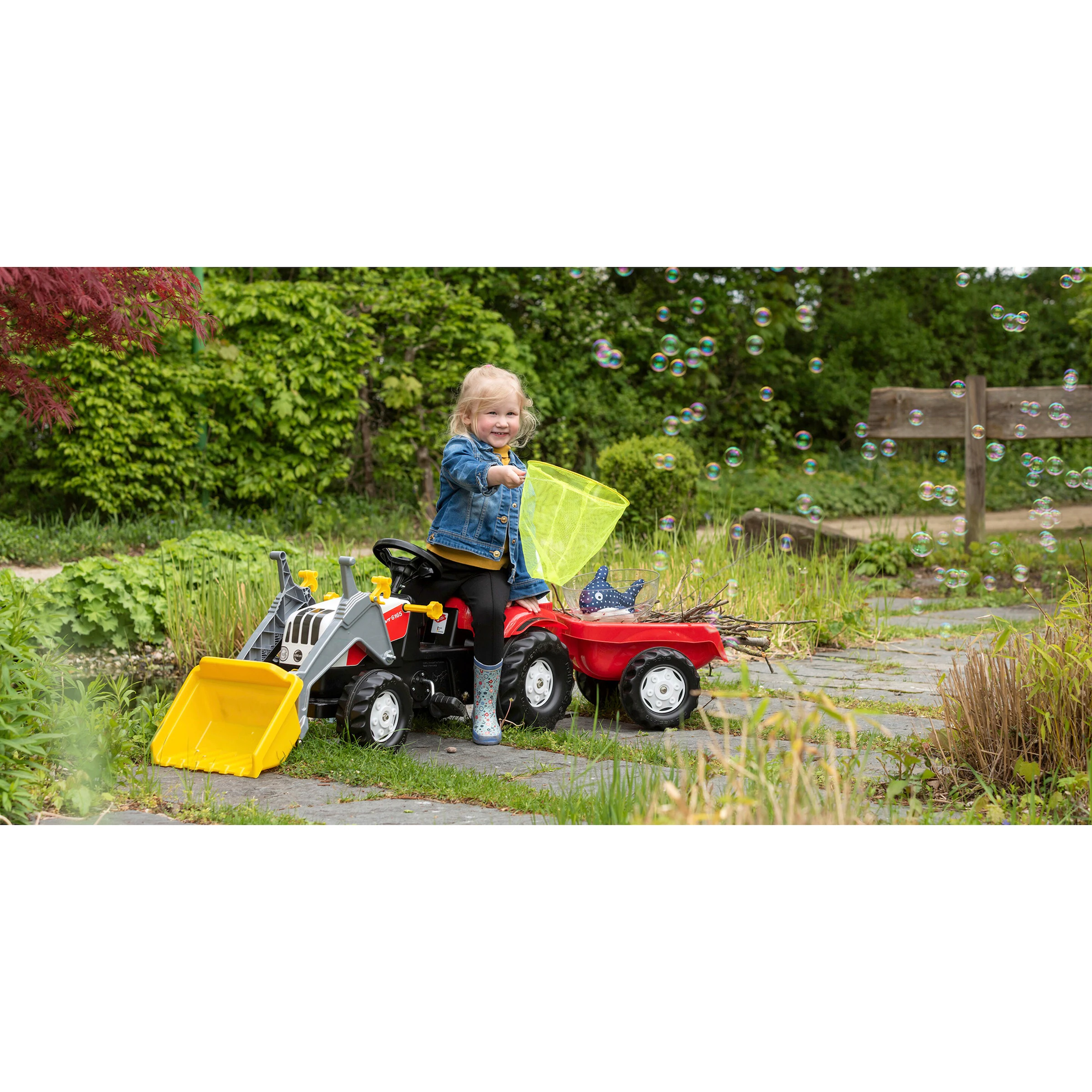 Rolly Toys® Trettraktor rollyKid Steyr 6165 CVT mit Frontlader und Anhänger