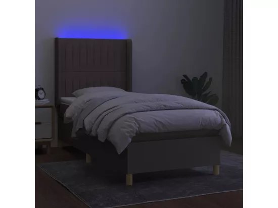 Sommier tapissier avec matelas et LED Taupe 90x190 cm Tissu