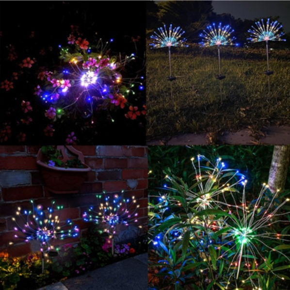 120 LED's Solar Lampe Outdoor Gartenleuchte Feuerwerk Rasen Beleuchtung Laterne Wasserfest (IP65) - Bunt