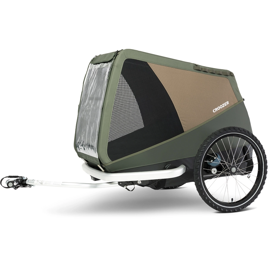 CROOZER Hundefahrradanhänger Dog Mikke Moss green inklusive Hundebett Asphalt grey