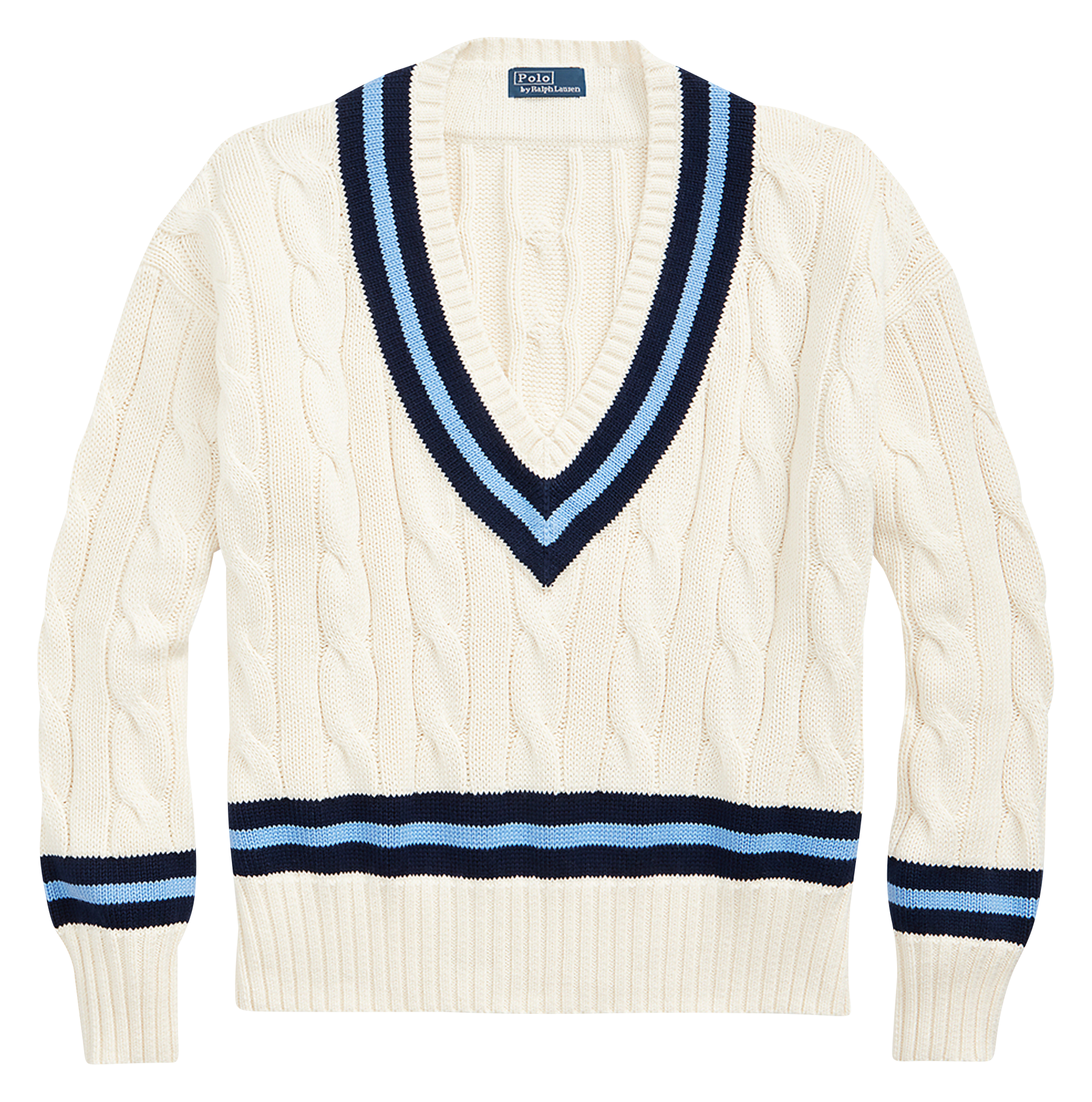 Pull col V en coton | Blanc