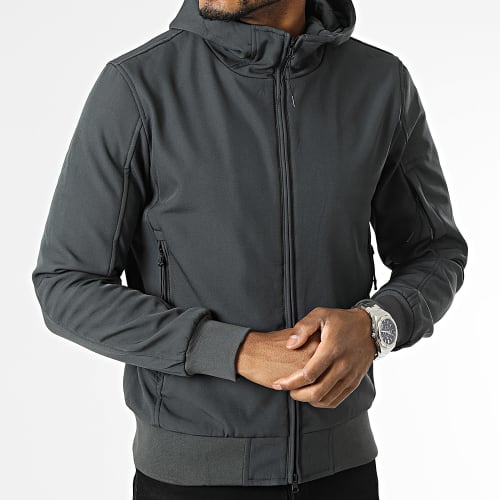 Veste Zippée Capuche Gris Anthracite