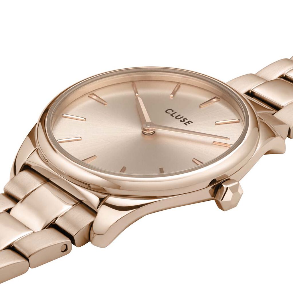 Montre Cluse Feroce Petite Acier Acier Dore Rose