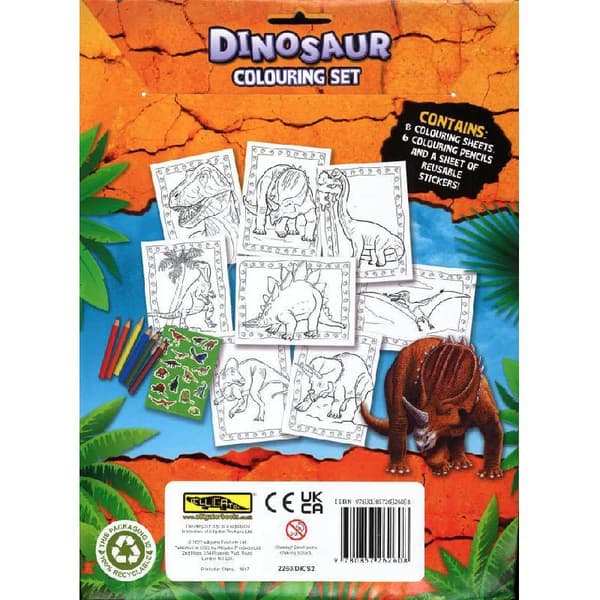 Dinosaur aktivitetsbok blyanter klistremerker dinosaurer