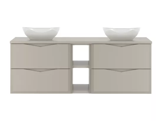 Meuble double vasque 140cm 2 niches Ellie Cachemire