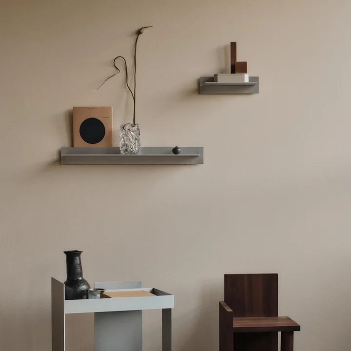 Ferm Living - Lager Single Wandregal, 35 cm, Aluminium gebüstet