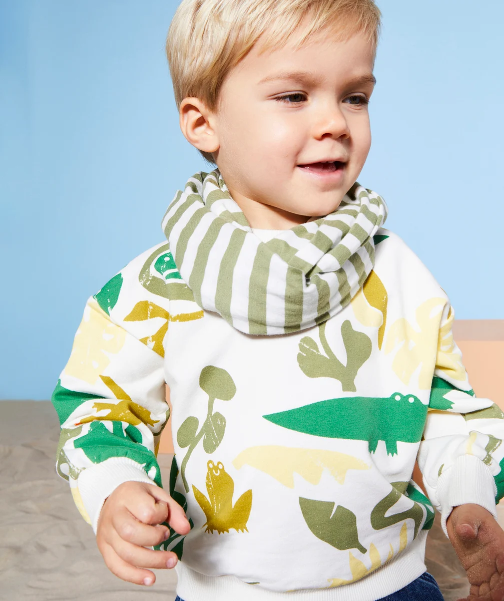 SWEAT MANCHES LONGUES BÉBÉ GARÇON EN FIBRES RECYCLÉES IMPRIMÉ ANIMALIER
