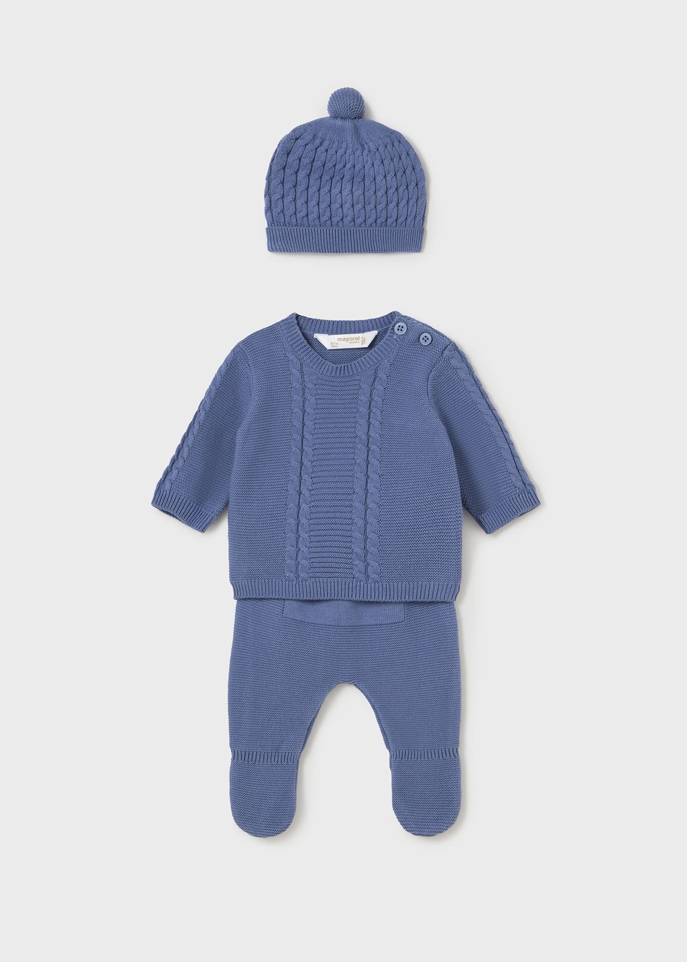 Conjunto de malha de algodão Better Cotton de 3 peças para recém-nascido