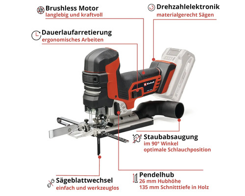 Einhell Power X-Change TP-JST 18/135 Li BL accu decoupeerzaag, zonder accu en lader