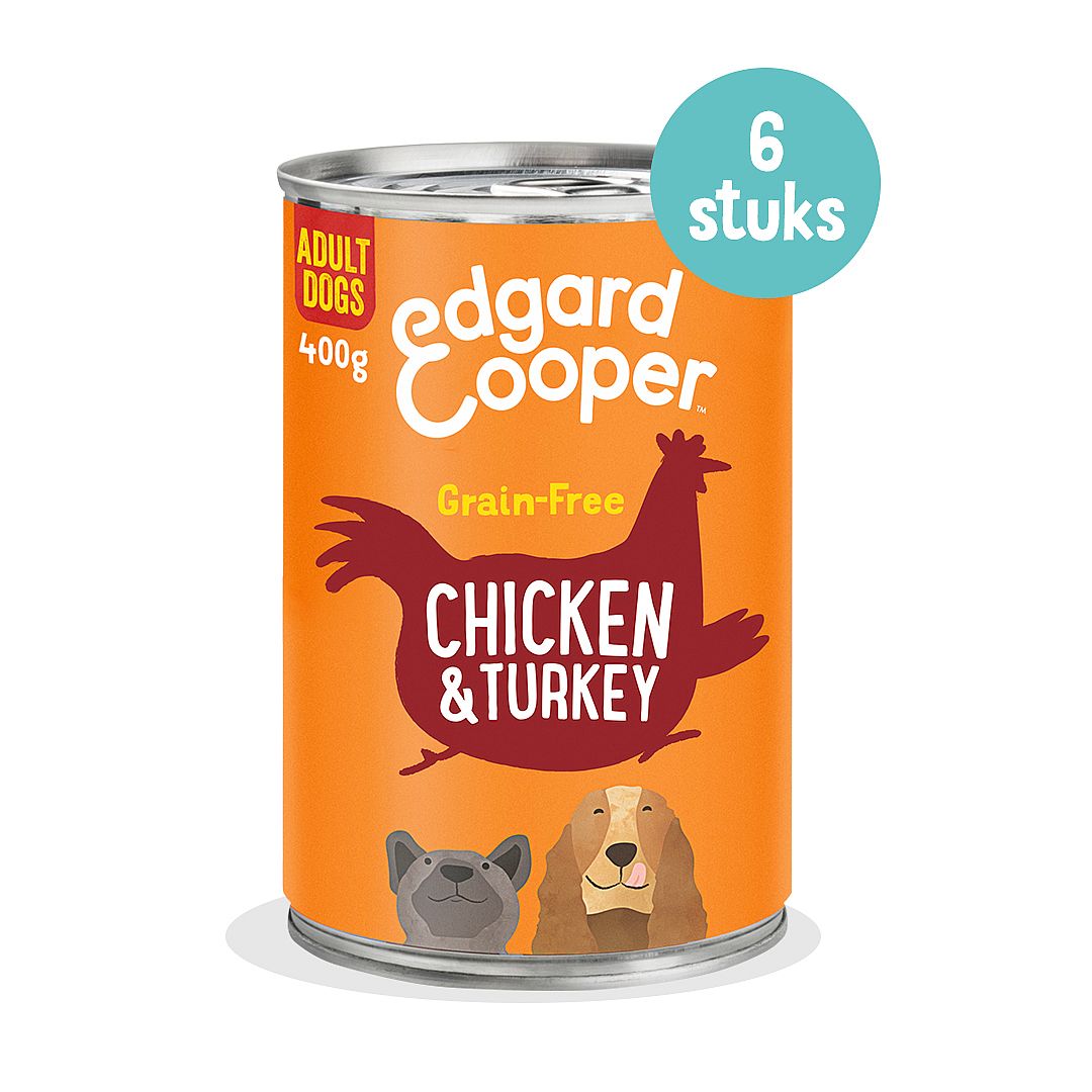 Edgard & Cooper Adult Blikjes Kip & Kalkoen 6 x 400 gram