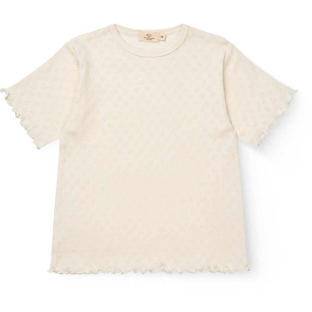 Køb COPENHAGEN COLORS Cream Pointelle Heart T-Shirt
