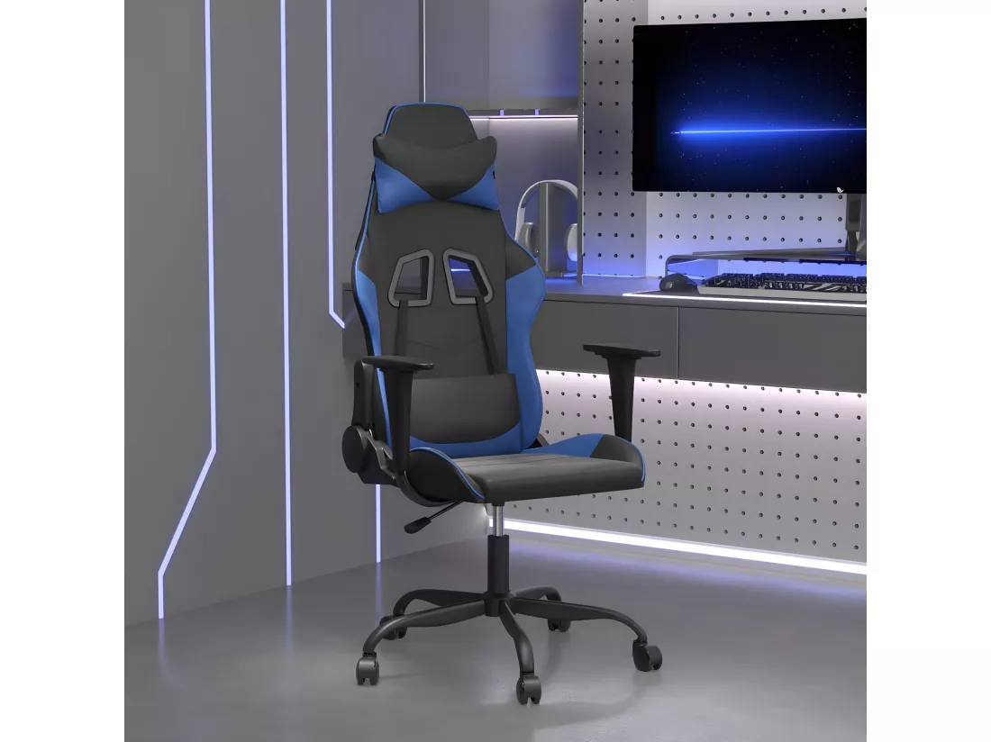 Chaise de jeu de massage Noir et bleu Similicuir