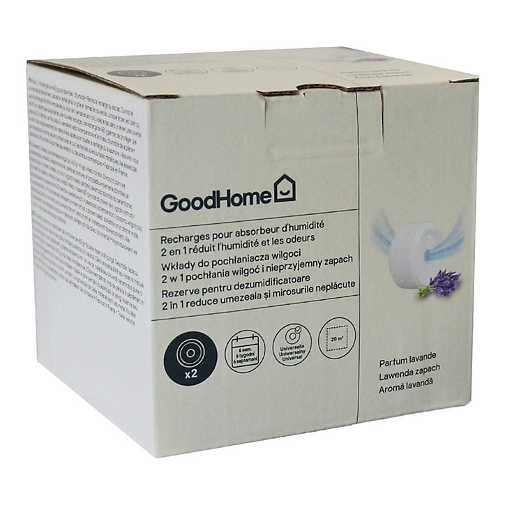 Recharge pour absorbeur d'humidité GoodHome 2 galets lavande 20m² 450g