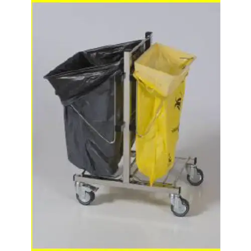 Chariot double supports petits et moyens sacs inox