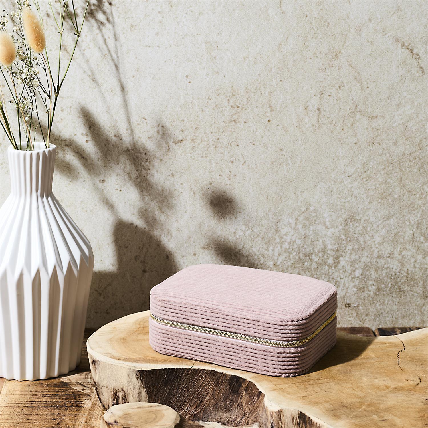 BOITE BIJOUX VELOURS COTELE RECTANGLE