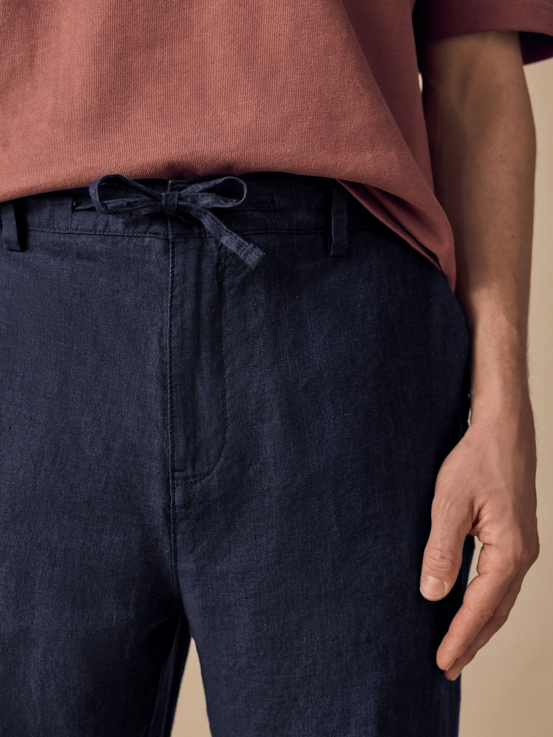 Marineblauw - 100% linnen Signature chino broek