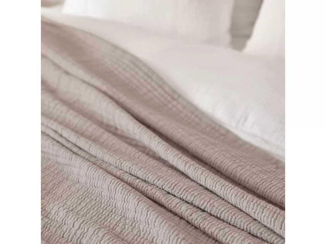 Dessus de lit 180x250 cm en coton lavé SEVILLE gris bronze