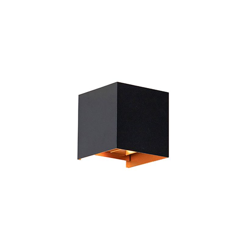 Buiten wandlamp zwart met goud incl. LED 2-lichts IP54 - Edwin
