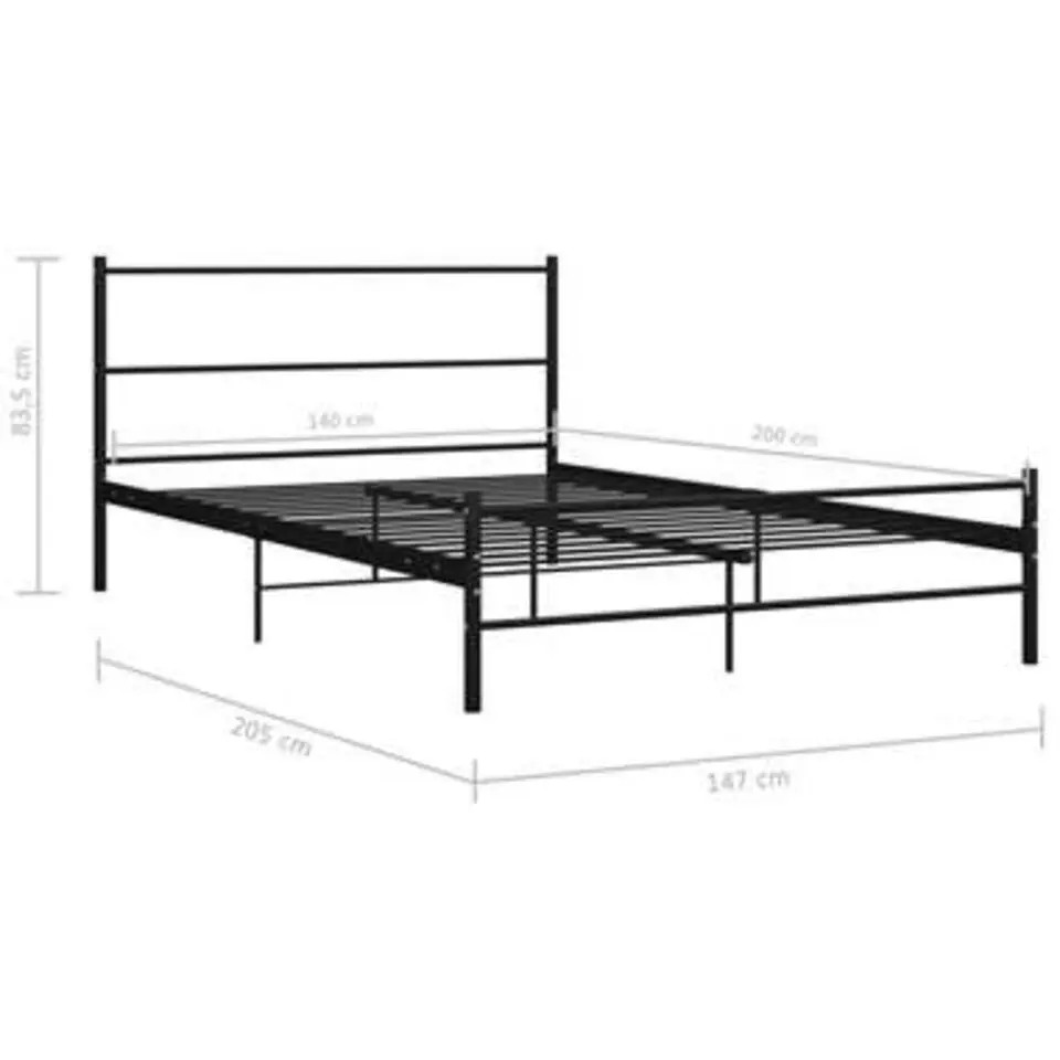 vidaXL - Bed frame met hoofdeinde - Zonder matras - Zwart - Metaal - 140x200 cm